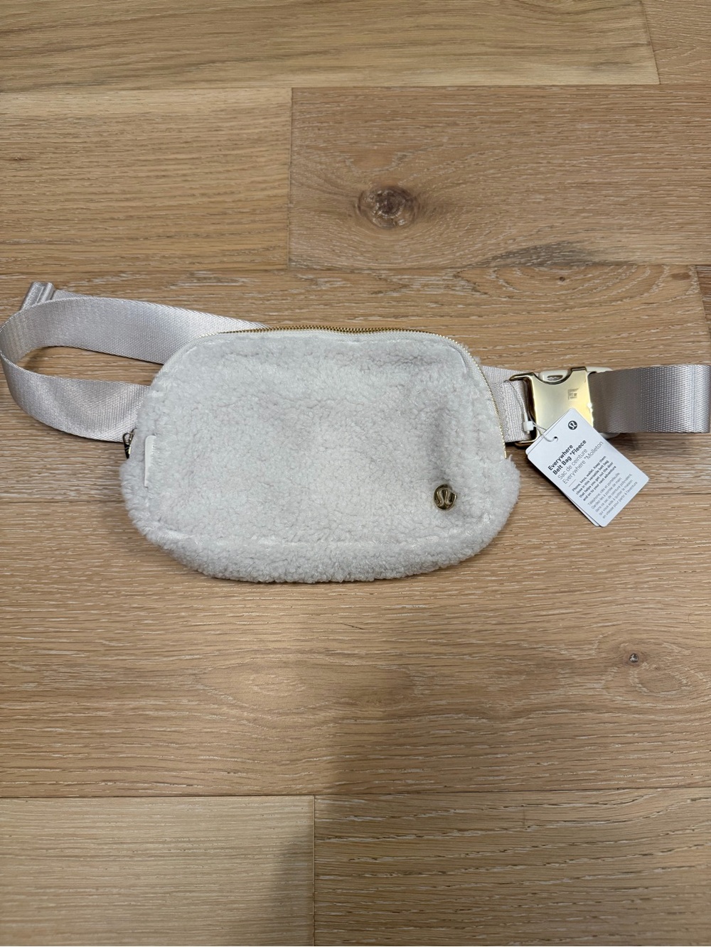 lululemon athletica Cream Sherpa Crossbody Belt Bag with Gold Hardware